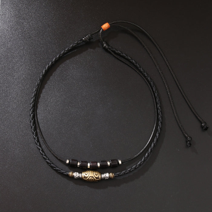 Wholesale Braided Wax Rope Antique Pendant Lock Necklace JDC-NE-QiN012