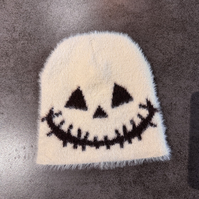 Wholesale Funny expression knitted hat for women in autumn and winter,  new  warm imitation mink yarn hat