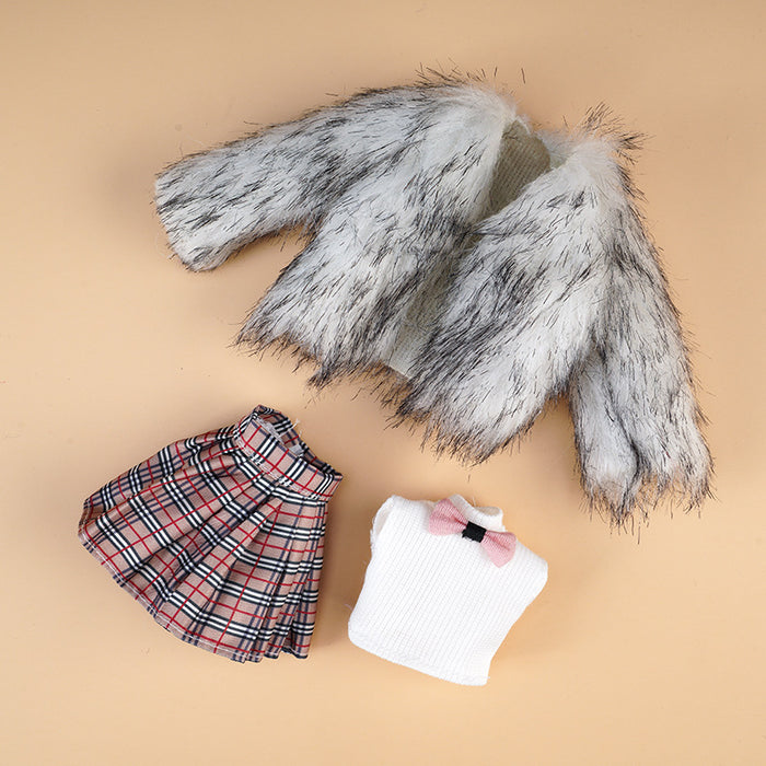Wholesale Doll clothes plush vest coat skirt suit