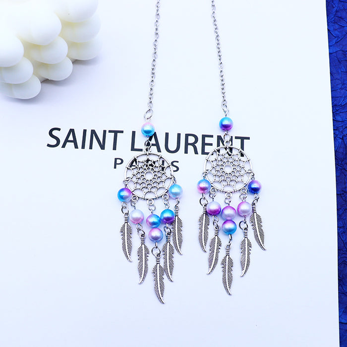 Wholesale Butterfly Dream Catcher Moon Alloy Car Hanging Decoration Pendant with Beads