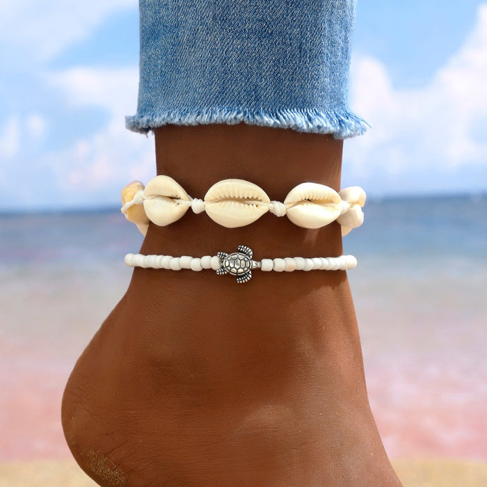 Wholesale Bohemian Shell Woven Anklet Set Fashion Accessory