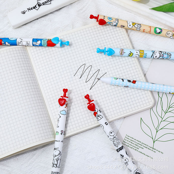 Wholesale 6pcs/box Cute cartoon brush pen student cartoon neutral pen quick-drying black pen exam office