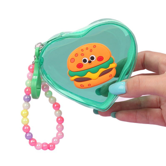 Wholesale Heart Shaped Jelly Transparent PVC Coin Purse With Chain Fashion Bag Charm Casual Chic Accessory