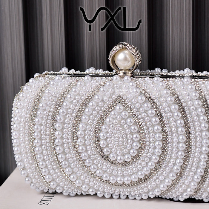 Wholesale Pearl Women's Wedding Bag Vintage White Cheongsam Clutch Bag JDC-HB-YX010