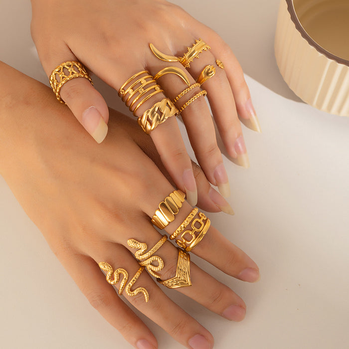 Wholesale Personalized hip-hop irregular Fried Dough Twists gold plated ring popular stainless steel geometric ring