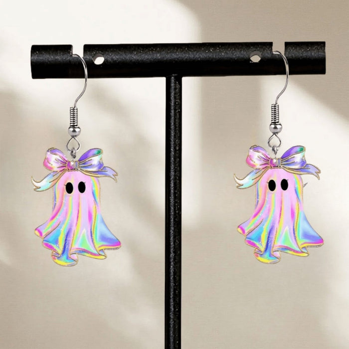 Wholesale Halloween Acrylic Ghost  Earrings Cartoon Print Party Jewelry Accessory MOQ≥2