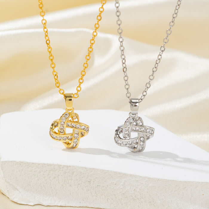 Wholesale Geometric cross pendant necklace, temperament inlaid with zirconia lock chain jewelry