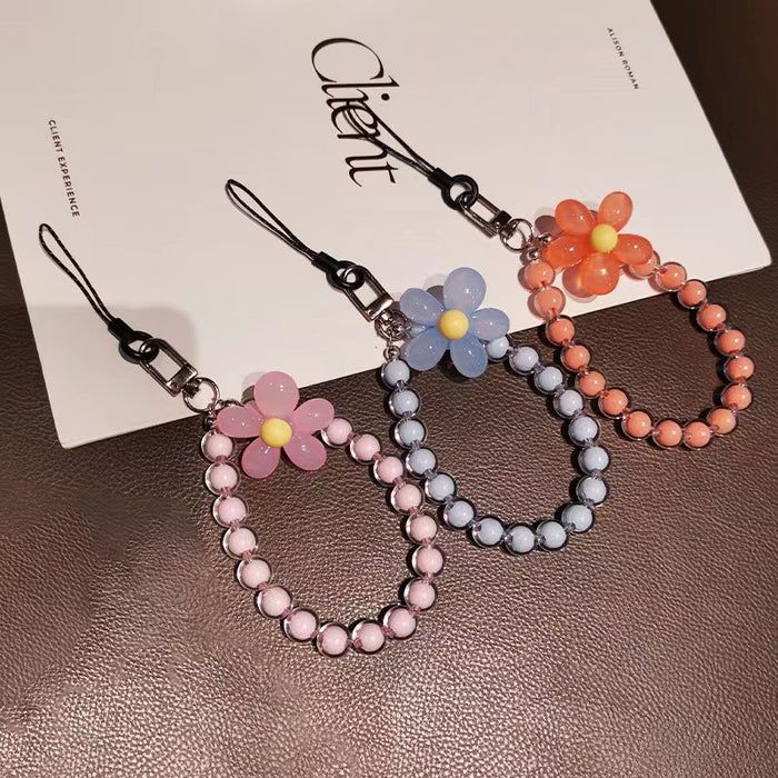 Wholesale beads mobile phone lanyard Japanese handmade beaded flower mobile phone chain