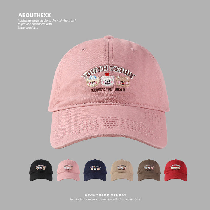 Wholesale Embroidered baseball cap, sweet and versatile, new wide brimmed duckbill cap for couples