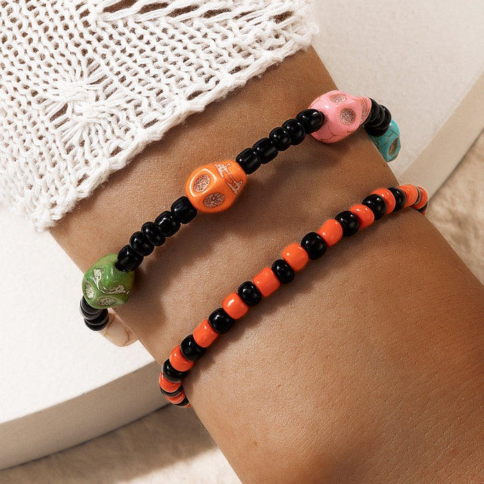 Wholesale Pumpkin Skull Bead Bracelet Set Geometric Handmade Plastic Fashion Accessory MOQ≥2