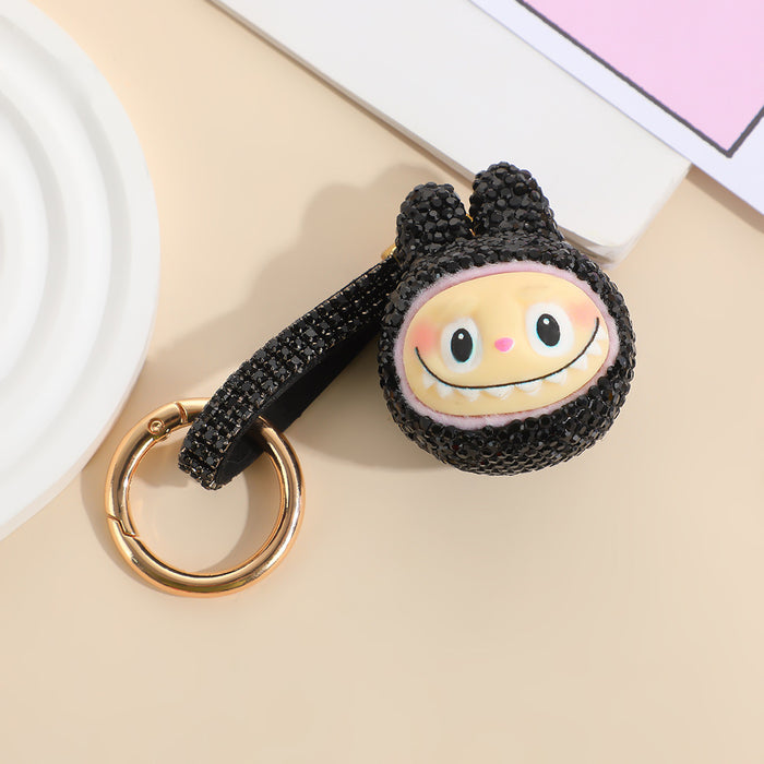 Wholesale DIY rhinestone cartoon doll keychain  Q-version toy key ring