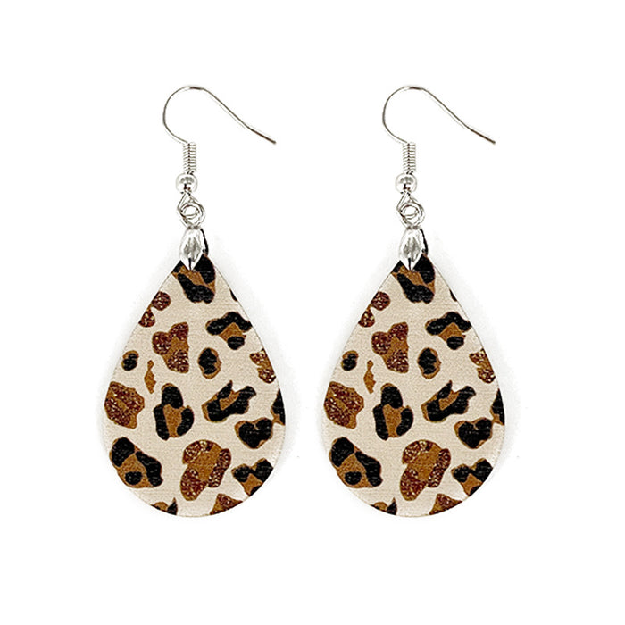 Wholesale Summer Waves Wooden Earrings Imitation Marble Printing Bohemian Lightweight Earrings