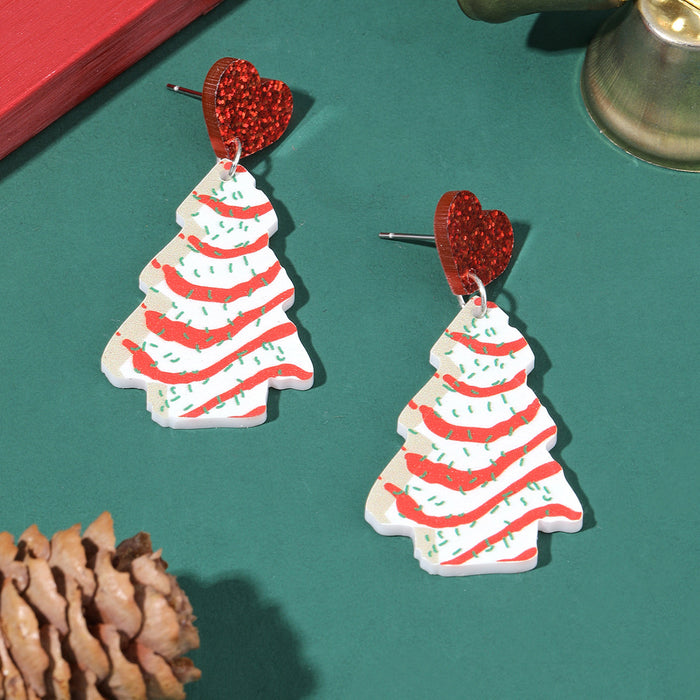 Wholesale Christmas tree earrings love acrylic earrings