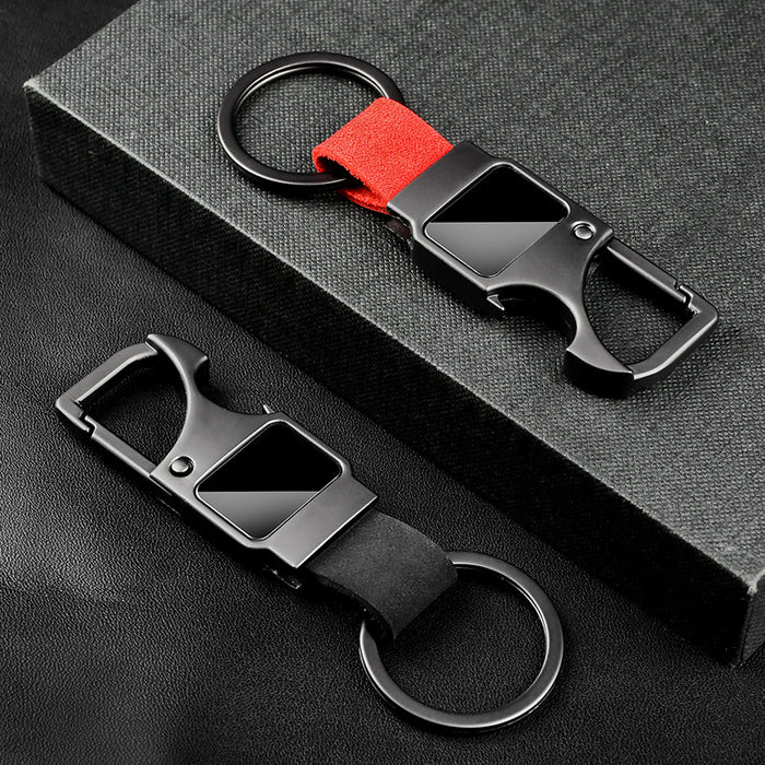 Wholesale Leather keychain multifunctional creative car keychain laser engraved metal pendant