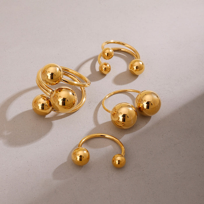 Wholesale Stainless steel gold ball ring fashion ring for women simple and elegant