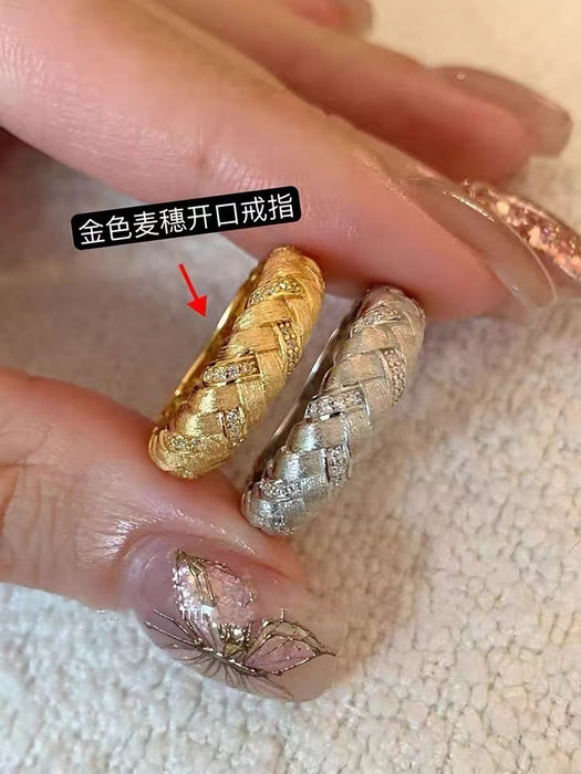 Wholesale Flash Diamond Retro brushed Wide Edition Ring