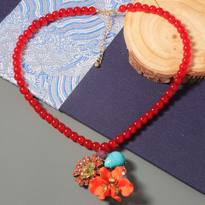 Wholesale Alloy Resin Flower Flower Pendant All-match Banquet Women's Necklace
