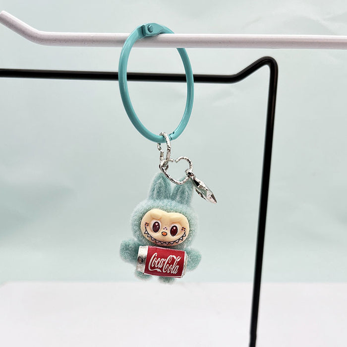 Wholesale Cute resin plush cola bottle keychain pendant plush toy doll bunny bag hanging decoration