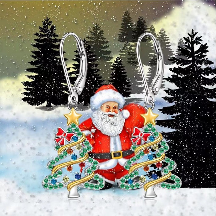 Wholesale Christmas Tree Bow Star Diamond Earrings