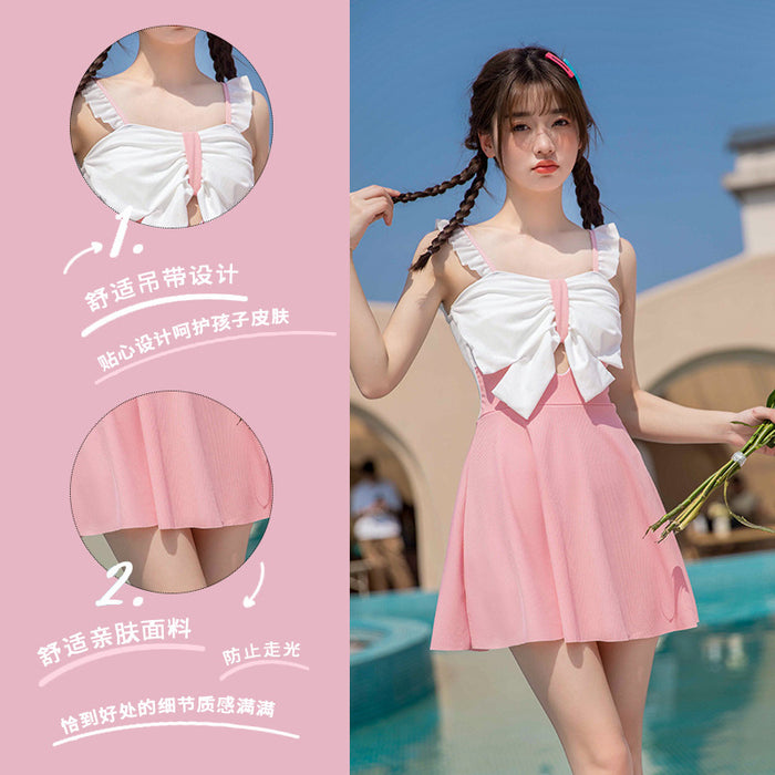 Wholesale New cute camisole student swimsuit for girls, middle-aged and young children, one-piece skirt style hot spring vacation swimsuit