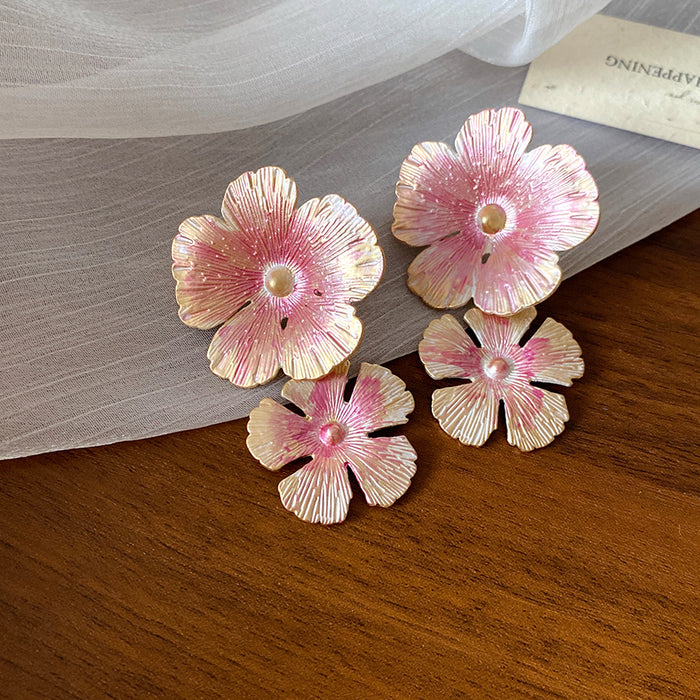 Wholesale Silver needle enamel flower earrings light luxury high-end earrings for women retro palace style all-match earrings design niche