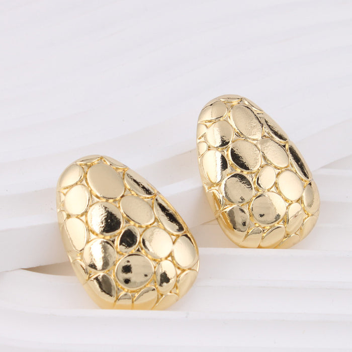 Wholesale Stone Pattern Oval Zinc Alloy Earrings JDC-ES-QunQiu017
