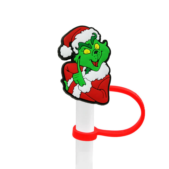 Wholesale Cartoon style straw cover, straw cap, silicone dust stopper, cute anime party straw decoration