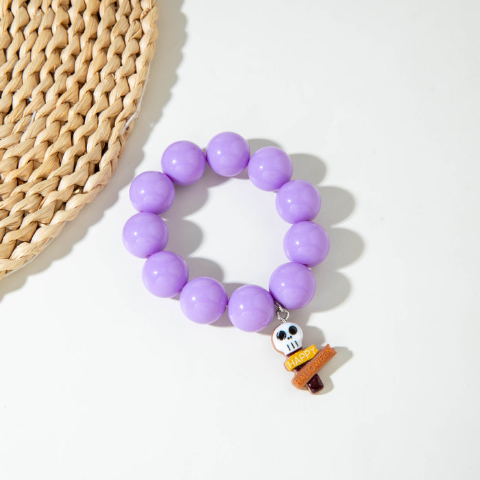 Wholesale  Creative Pumpkin Color Ghost Necklace Colorful Funny Beaded Acrylic Bracelet for Women