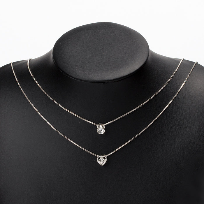Wholesale Jewelry Fashion Alloy Multi layer Love Droplet Pendant Retro Versatile Necklace Clavicle Chain