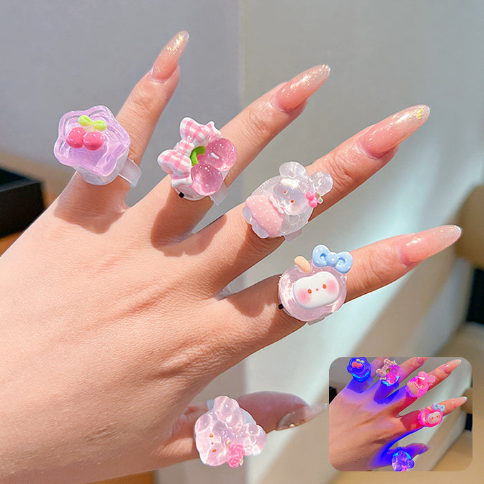 Wholesale Children' s Luminous Cartoon Ring Girls'  Birthday Gift Little Girl' s Cute Jewelry Ring Jewelry