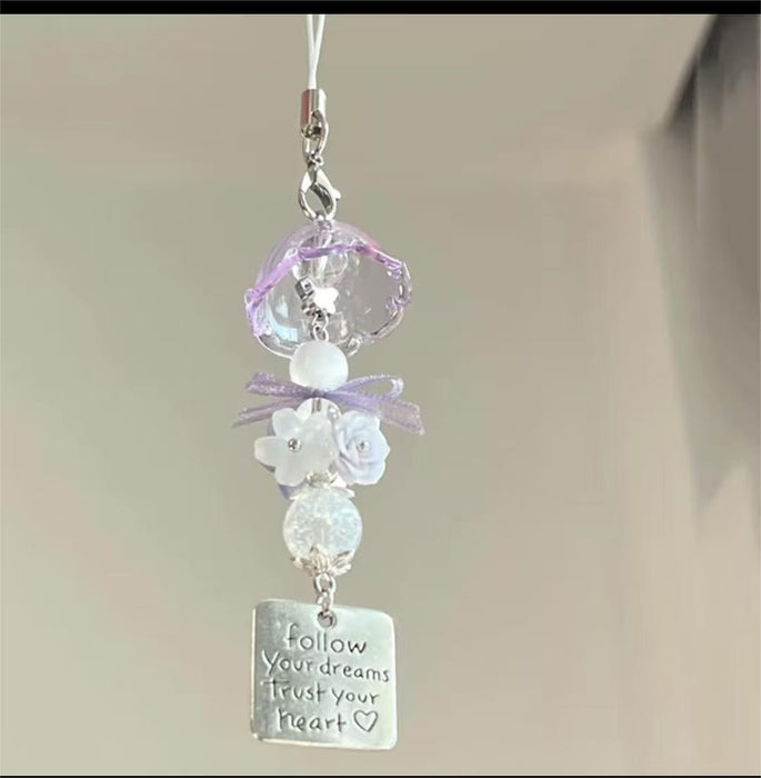 Wholesale Purple Elf Jellyfish Wind Chime Pendant Handmade Beaded Earphone Mobile Phone Chain