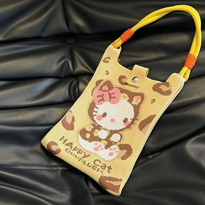 Wholesale Mobile phone bag cartoon knitted bag dopamine color matching handbag niche versatile shoulder crossbody bag