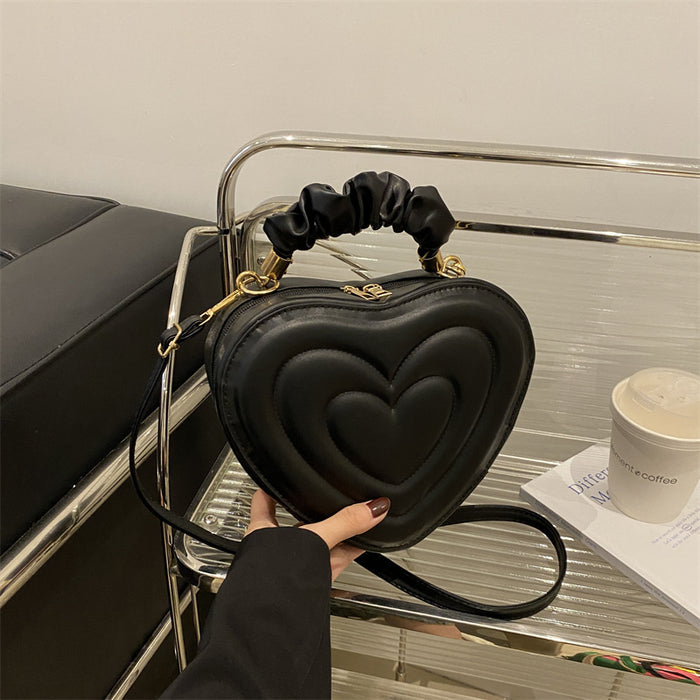 Wholesale Stylish Heart Shaped PU Crossbody Bag for Women Black
