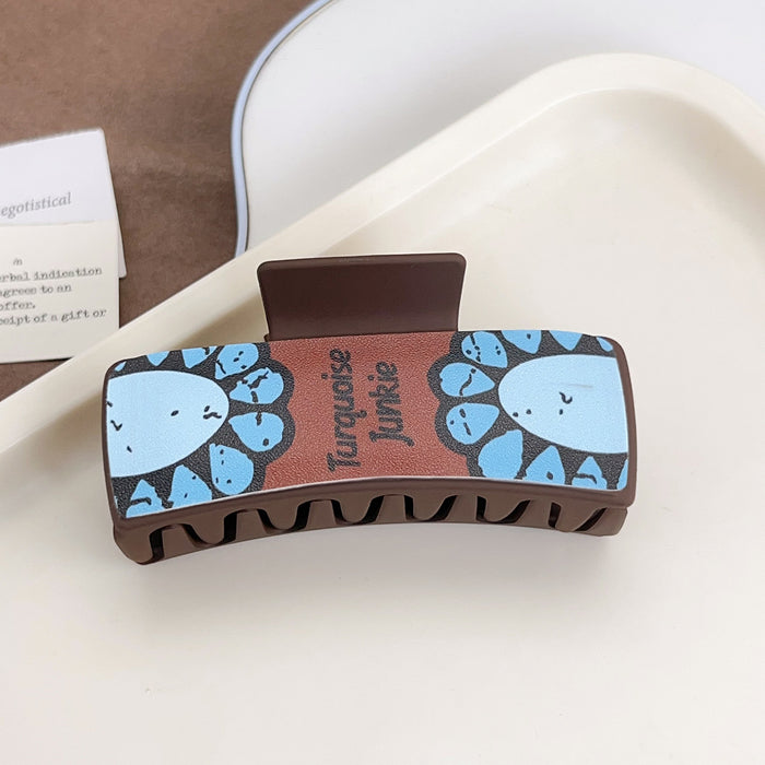 Wholesale Western Cowboy Style Retro Playing Card Hair Accessories Hairpin Leather Printed Shark Clip Grabber