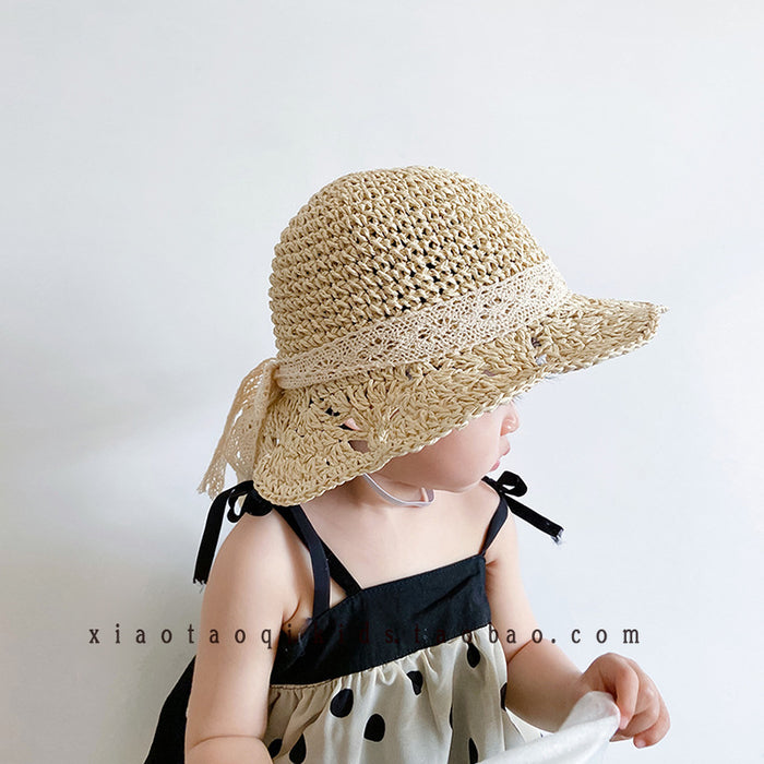 Wholesale straw hat  children sun protection hat girl sweet hat