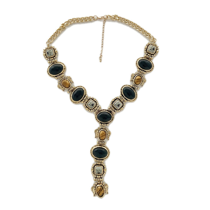 Wholesale alloy resin gem geometric pendant necklace simple women