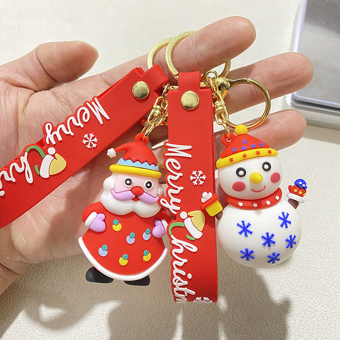 Wholesale Santa Snowman Keychain Car Bag Christmas Snowman Keychain Doll Machine Pendant Small Gift