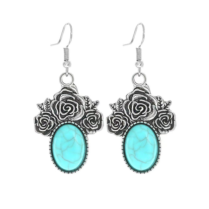 Wholesale Beach Vacation Geometric Alloy Earrings with Turquoise Acrylic Fashion Jewelry MOQ≥2