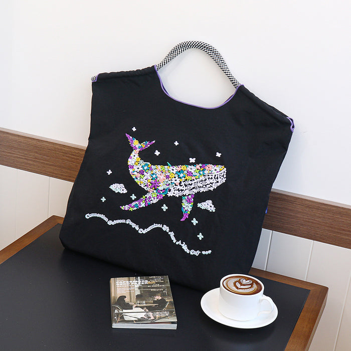 Wholesale Canvas bag embroidery shopping bag tote bag large capacity bag women' s handbag crossbody bag