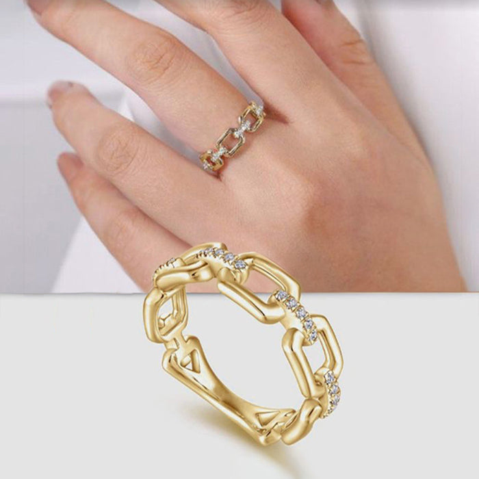 Wholesale Buckle ring with micro inlaid zircon ring, fashionable and personalized