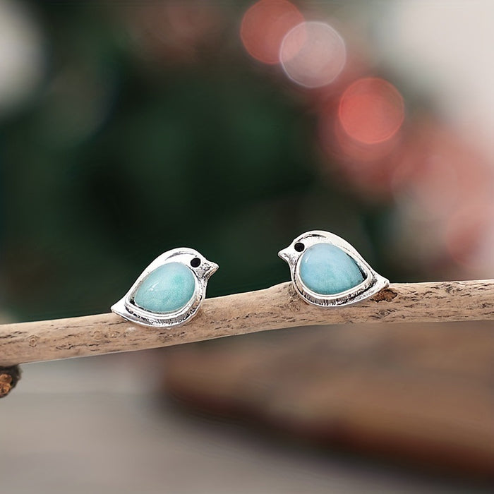 Wholesale Retro style sky blue earrings, fashionable and creative animal earrings