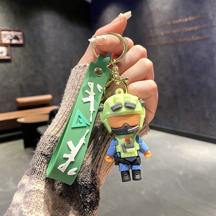 Wholesale Cartoon PVC Delta Action Keychain Bag Charm Game Pendant Student Gift MOQ≥2