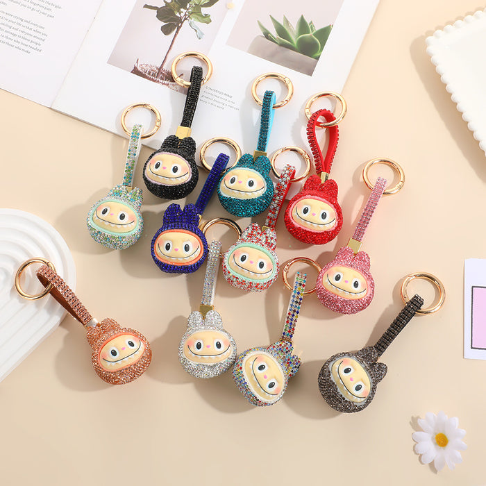 Wholesale DIY rhinestone cartoon doll keychain  Q-version toy key ring