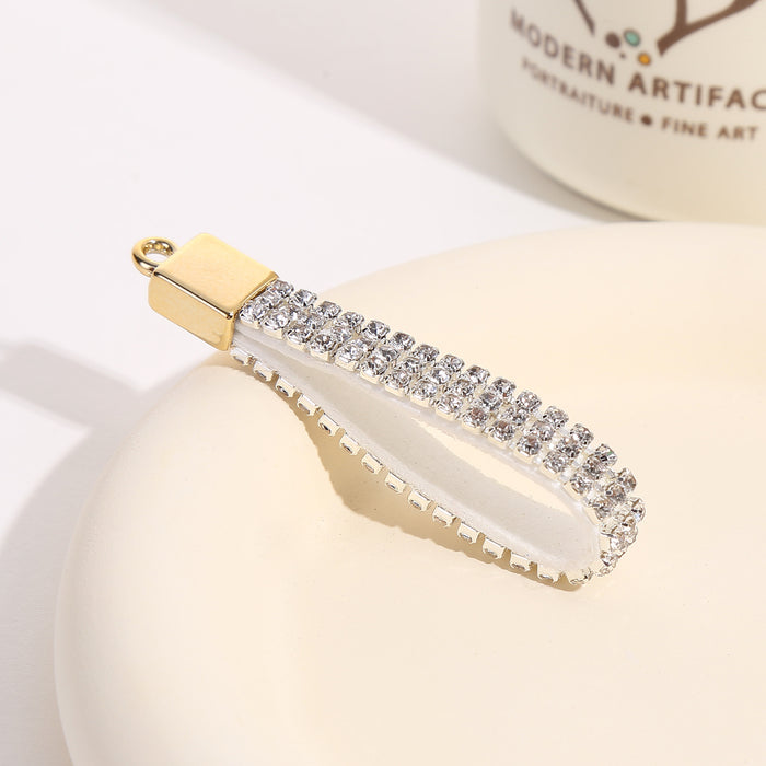 Wholesale Full diamond key chain accessories claw chain sliver DIY key chain small portable rhinestone key rope