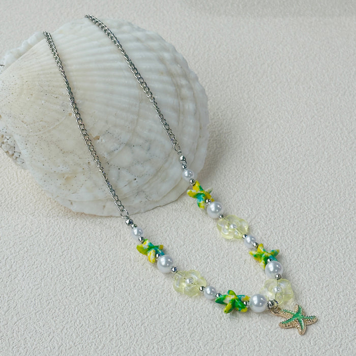 Wholesale Candy Color Shell Beaded Necklace Women Summer Necklace Chain