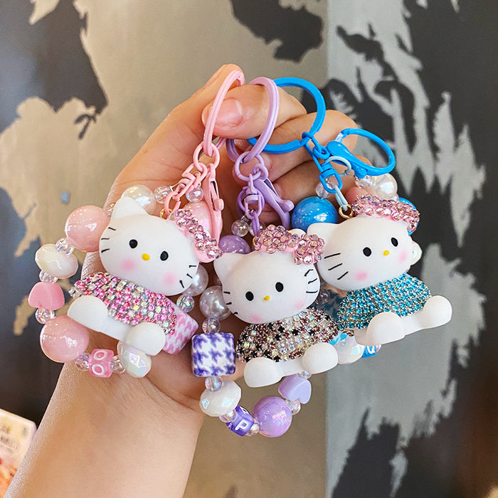 Wholesale Cartoon beaded keychain mobile phone chain