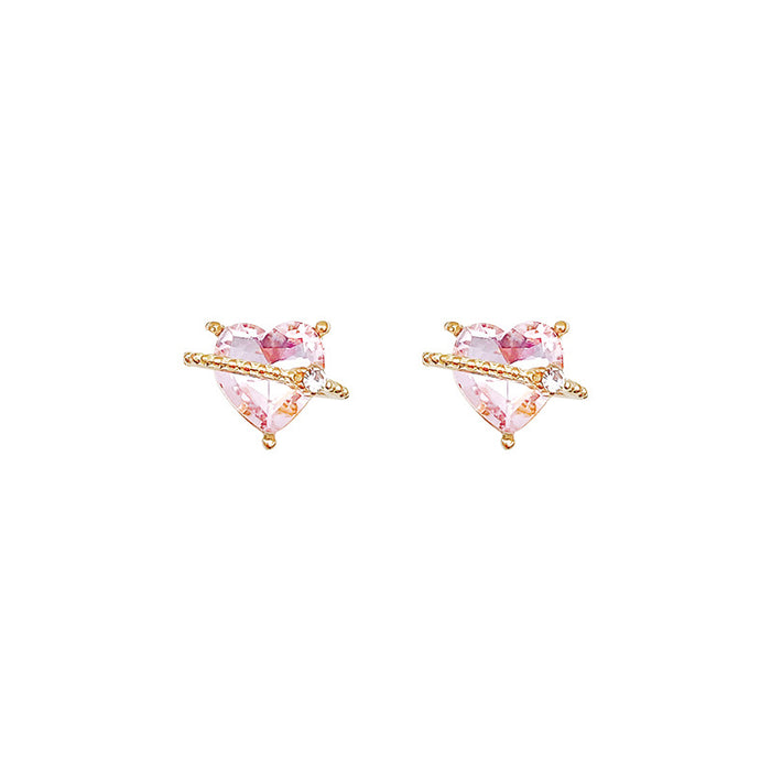 Wholesale 2024 Pink Zircon Alloy Earrings JDC-ES-PangD007
