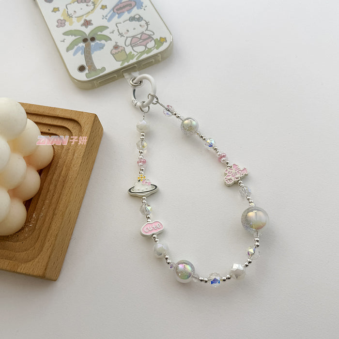 Wholesale  alloy mobile phone chain crystal black pink color KT bag pendant key chain pendant