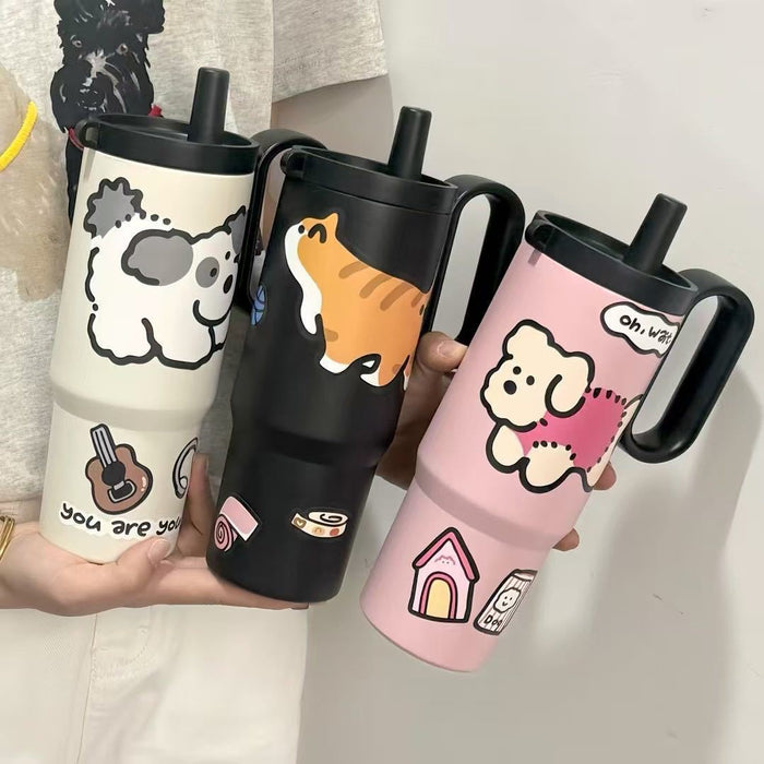Wholesale Portable Stainless Steel Thermos for Students Drinking Straw Cup