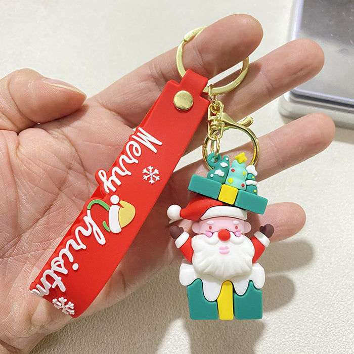 Wholesale Santa Snowman Keychain Car Bag Christmas Snowman Keychain Doll Machine Pendant Small Gift